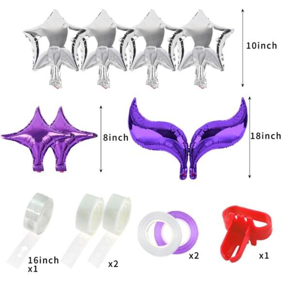 Mermaid Balloon Garland Kit, Mermaid Tail Arch Party Supplies with Purple Green - Picture 5 of 7